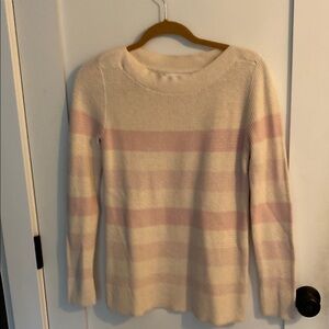 Market & Spruce Pink and Cream Crew Neck Sweater